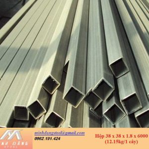 Thép hộp đen/mạ kẽm 38x38x1.8x6000